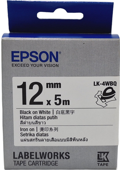 EPSON 台灣公司貨 標籤帶 C53S654436 LK-4WBQ 12mm, 白底黑字, 5m