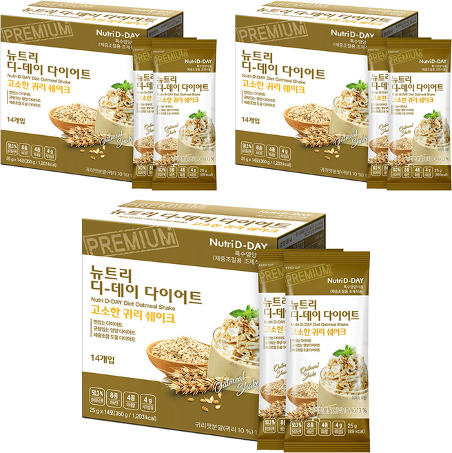 뉴트리디데이 다이어트 고소한 귀리 쉐이크 14p, 350g, 3개