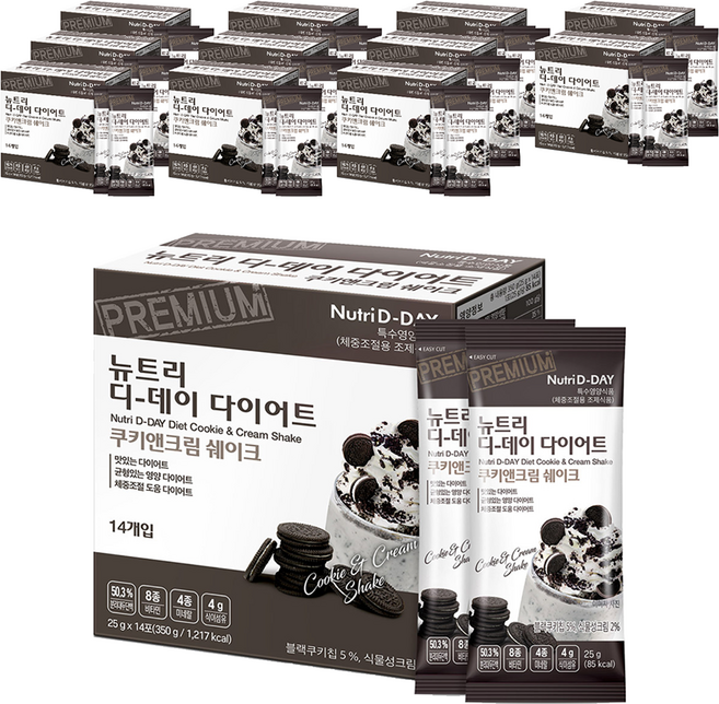 뉴트리디데이 다이어트 쉐이크 쿠키앤크림 14포, 350g, 12개
