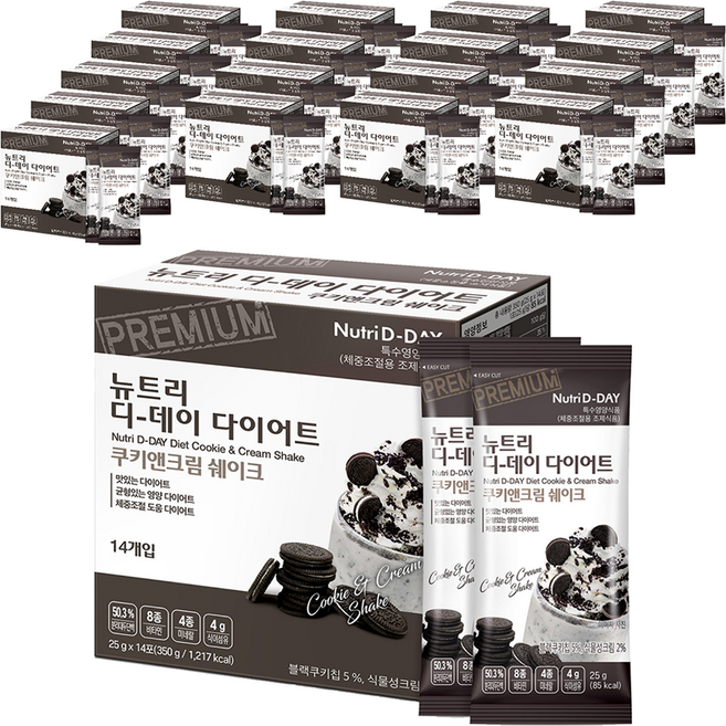 뉴트리디데이 다이어트 쉐이크 쿠키앤크림 14포, 350g, 18개