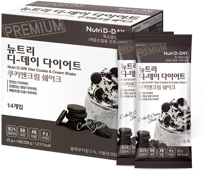 뉴트리디데이 다이어트 쉐이크 쿠키앤크림 14포, 350g, 1개