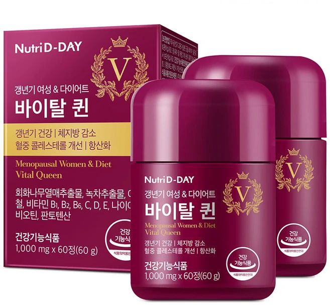 뉴트리디데이 바이탈퀸 갱년기 여성 다이어트 식품, 60정, 2개 - 쿠팡