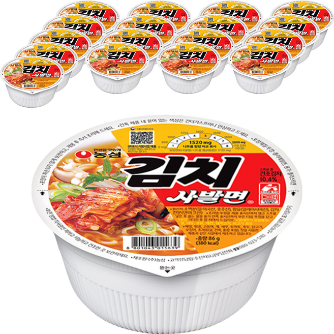 농심 김치 사발면 소컵 86g, 18개