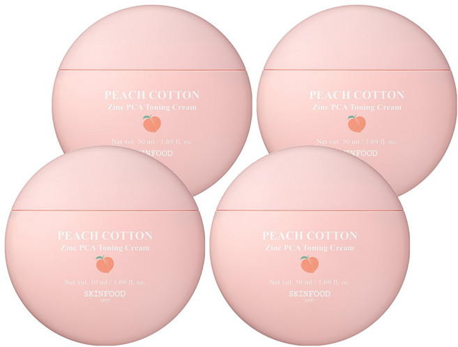 스킨푸드 피치뽀송 징크피씨에이 토닝 크림, 50ml, 4개
