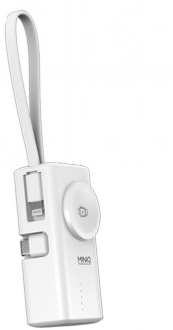 MINIQ 膠囊行動電源 自帶蘋果線, 白色, MD-BP078-Qi
