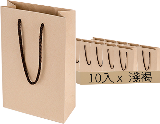 牛皮紙 7號 素色 購物袋 10入, 淺褐色的
