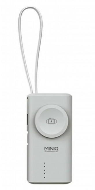 MINIQ 膠囊行動電源 自帶蘋果線, 灰色, MD-BP078-Qi