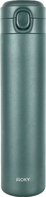 WOKY 沃廚 台灣公司貨 輕量輕芯鈦瓷易潔層彈蓋保溫瓶, 無際綠, 600ml, 1個