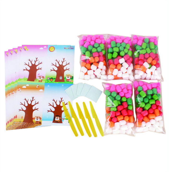 플레이콘 사계절 나무 꾸미기 만들기 세트, 혼합색상, 1세트