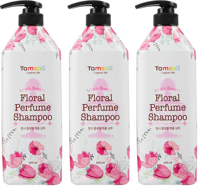 Tamsaa 香氛洗髮乳 花香, 605ml, 3瓶