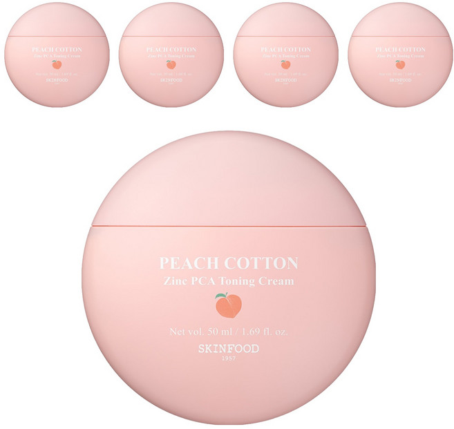 스킨푸드 피치뽀송 징크피씨에이 토닝 크림, 50ml, 5개