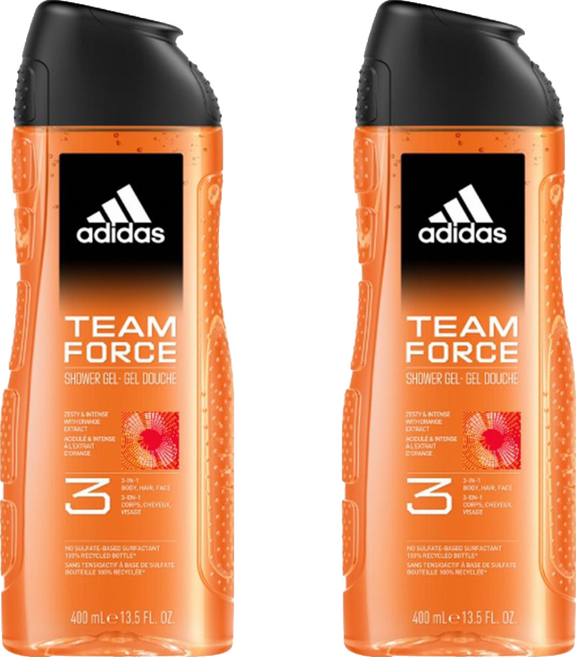 adidas 愛迪達 男性三合一潔顏洗髮沐浴露 超越魅力, 400ml, 2瓶