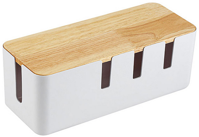 isona 愛收納 七孔竹板長線收納盒, 白色, 1個