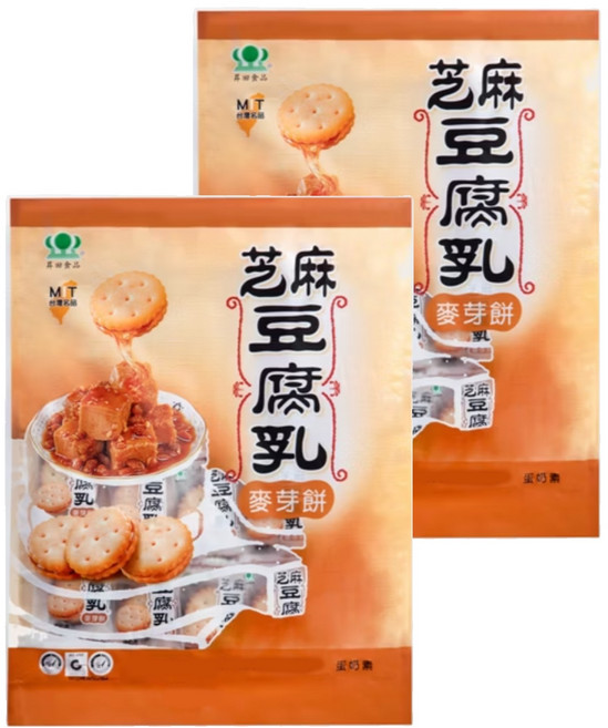 昇田食品 芝麻豆腐乳麥芽餅 250g 鹹甜交織 酥脆口感 獨立包裝, 2袋