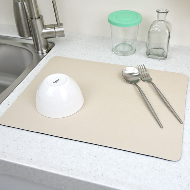 키친유 규조토 식기건조 매트, 베이지, 1개, 1단
