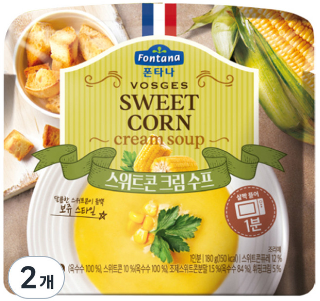 폰타나 스위트콘 크림 전자레인지용 수프, 180g, 2개