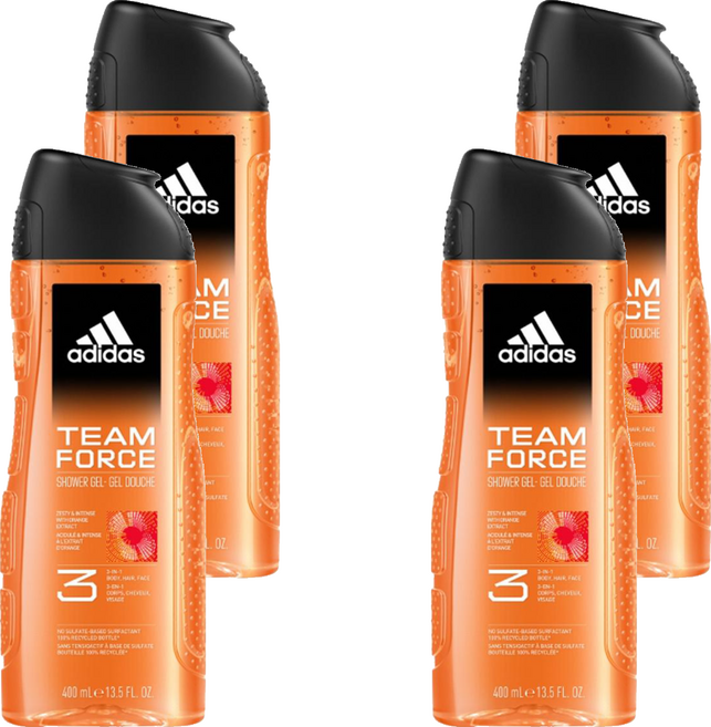 adidas 愛迪達 男性三合一潔顏洗髮沐浴露 超越魅力, 400ml, 4瓶