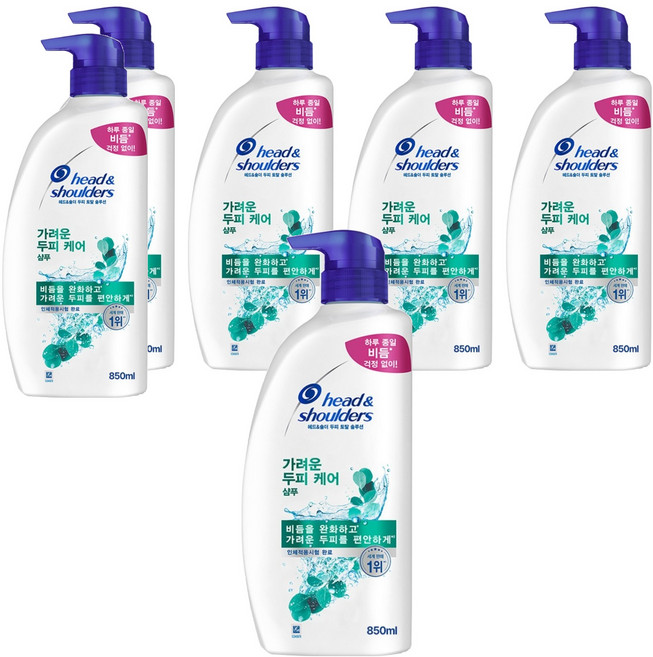 헤드앤숄더 가려운 두피 케어 샴푸, 850ml, 6개