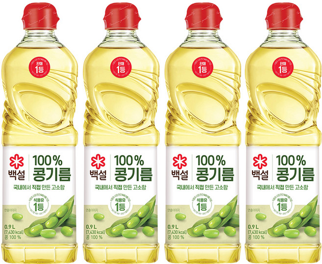백설 콩기름, 900ml, 4개