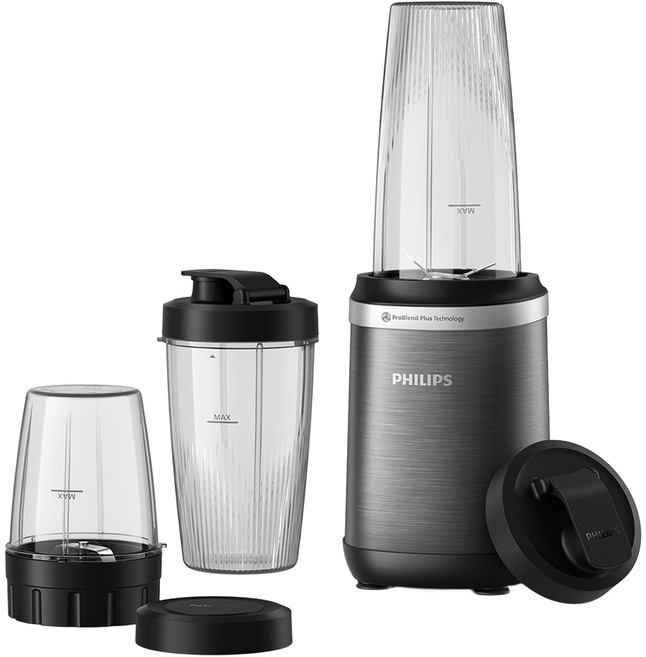 PHILIPS 飛利浦 NEW ProPower 迷你冰沙調理機 5000 系列 隨行杯 研磨機 金屬 + 黑色, HR2767/00