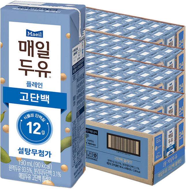 매일두유 고단백 플레인 두유, 190ml, 120개