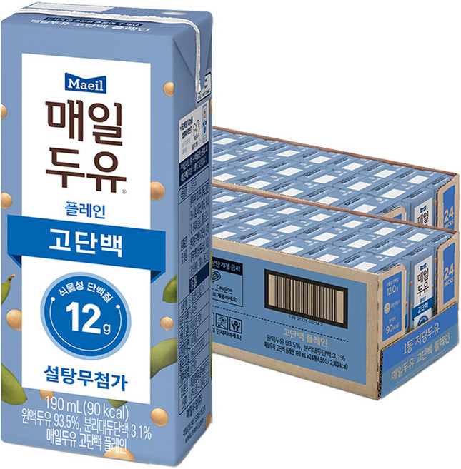 매일유업 매일두유 고단백, 190ml, 12g, 48개