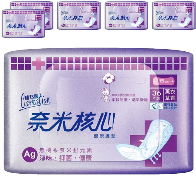 康乃馨 奈米核心健康護墊 薰衣草香, 15cm, 36片, 6包