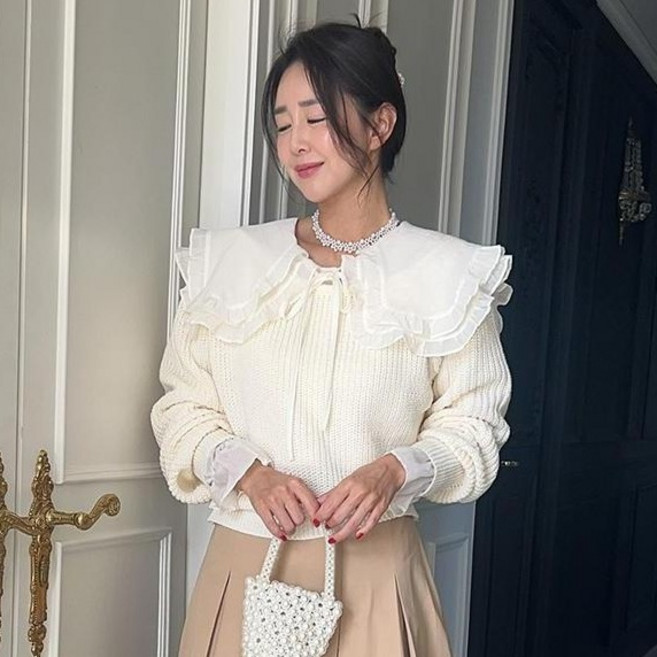 난닝구 여성용 보키른 프릴 카라 셔츠