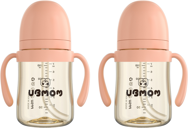 유비맘 시그니처 빨대컵, 200ml, 2개, 딸기