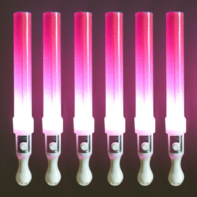 비에이비오 LED 큐티 응원 칼라 야광봉, 핑크, 6개