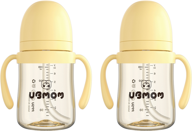 유비맘 시그니처 빨대컵, 200ml, 2개, 바나나