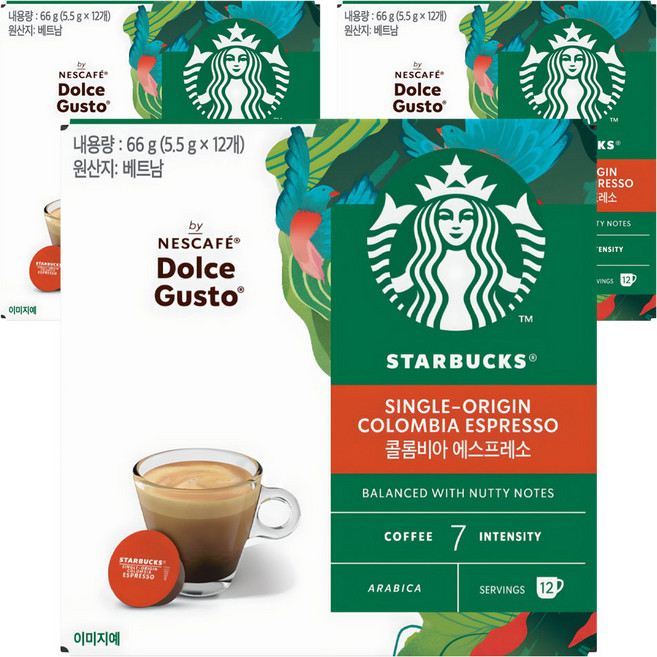 스타벅스 돌체구스토 콜롬비아 에스프레소 캡슐커피, 5.5g, 12개입, 3개