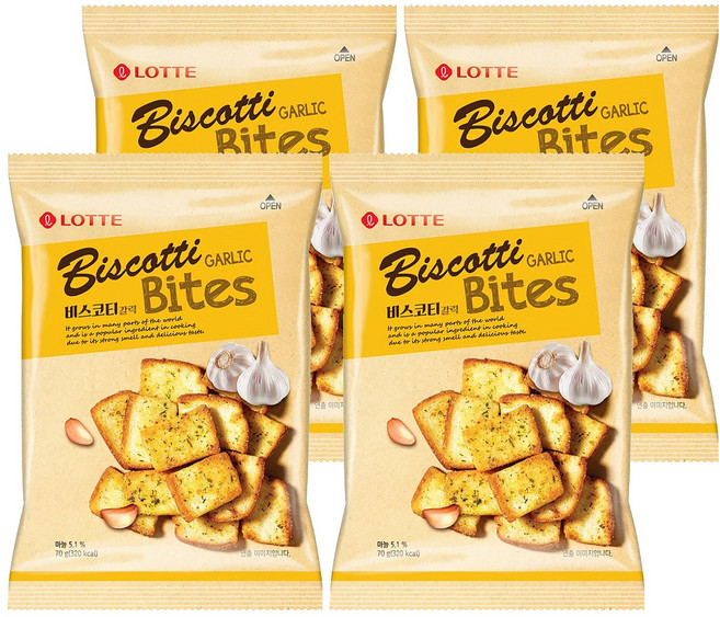 LOTTE 樂天 大蒜麵包餅, 70g, 4包
