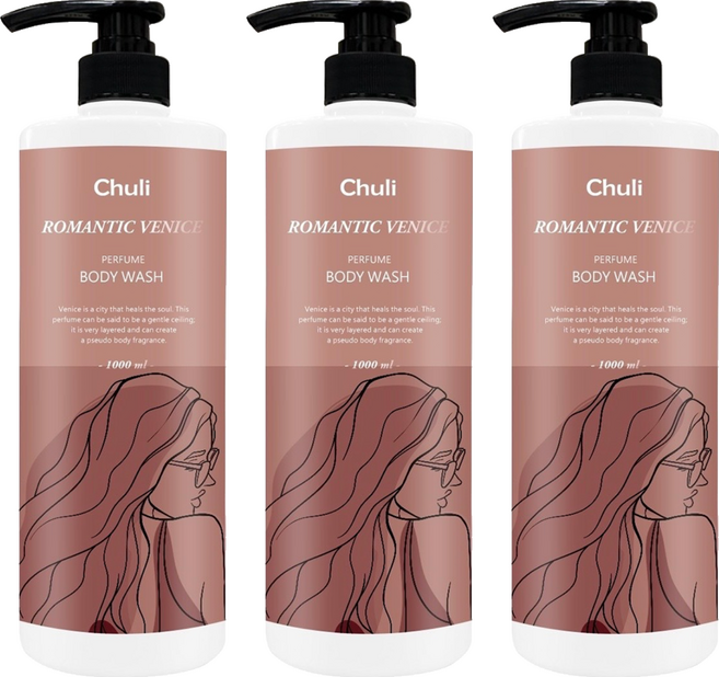 Chuli 初梨 女神系列 香水沐浴乳 浪漫威尼斯, 1L, 3瓶