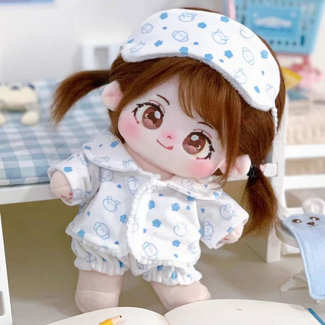 모카돌 무속성 20cm 솜인형 뽀송 파자마 상의 + 하의 + 안대 세트, 블루, 1세트