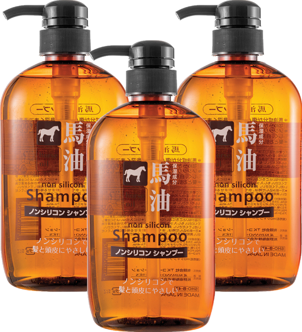KUMANO 熊野油脂 HO馬油洗髮精, 600ml, 3瓶