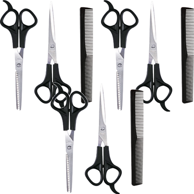 두림스 가정용 미용 가위 3종 세트, 3개, 블랙