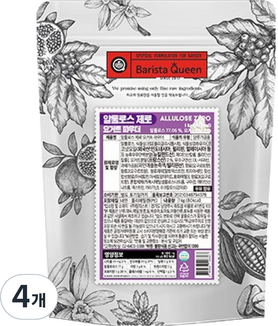 바리스타퀸 알룰로스 제로 요거트 파우더, 1kg, 1개입, 4개