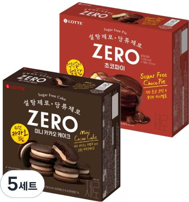 LOTTE 樂天 ZERO 巧克力派 336g + 可可蛋糕 171g 套組, 5套, 507g