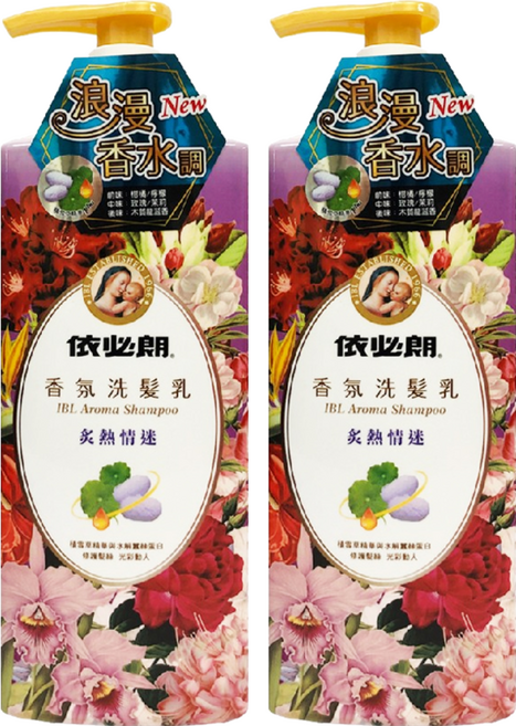 依必朗 洗髮乳 炙熱情迷 積雪草精華 水解蠶絲蛋白 浪漫香水, 850ml, 2瓶