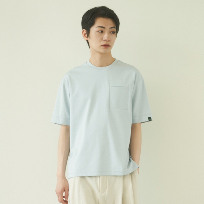 210 edit COOL TENSION 圓領口袋短袖 ZE2TS111, 天空藍