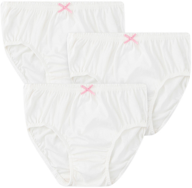 베이스알파에센셜 여아용 오가닉 무형광 순면 삼각 팬티 3p