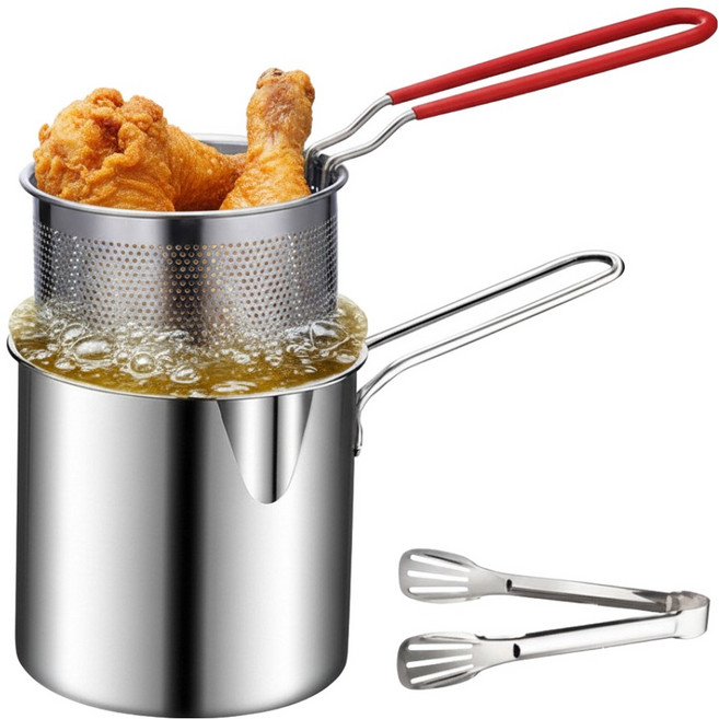 하루담 작은 냄비 + 튀김 바구니 + 집게 세트, 혼합색상, 1세트, 13cm