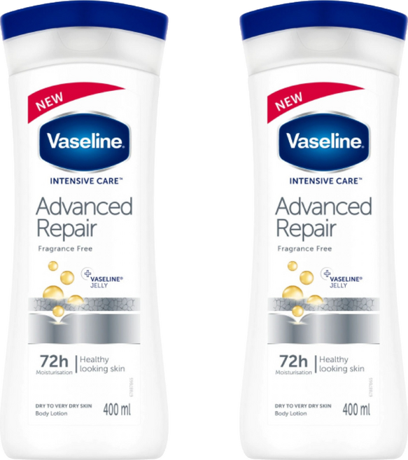 Vaseline 凡士林 潤膚乳液 無香精, 2瓶, 400ml