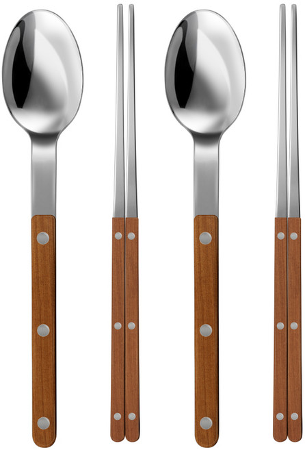 바겐슈타이거 셀레스트 벨루어 2인 수저 세트, 우드, 1세트, 숟가락 2p + 젓가락 2벌