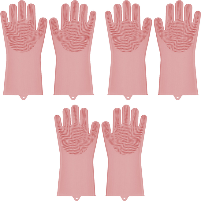 에바 실리콘 세척장갑, 플라워핑크, 36 x 16 x 2.6 cm, 3세트