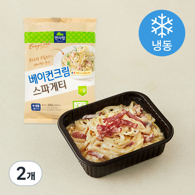 면사랑 베이컨크림 스파게티 1인분 (냉동), 330g, 2개