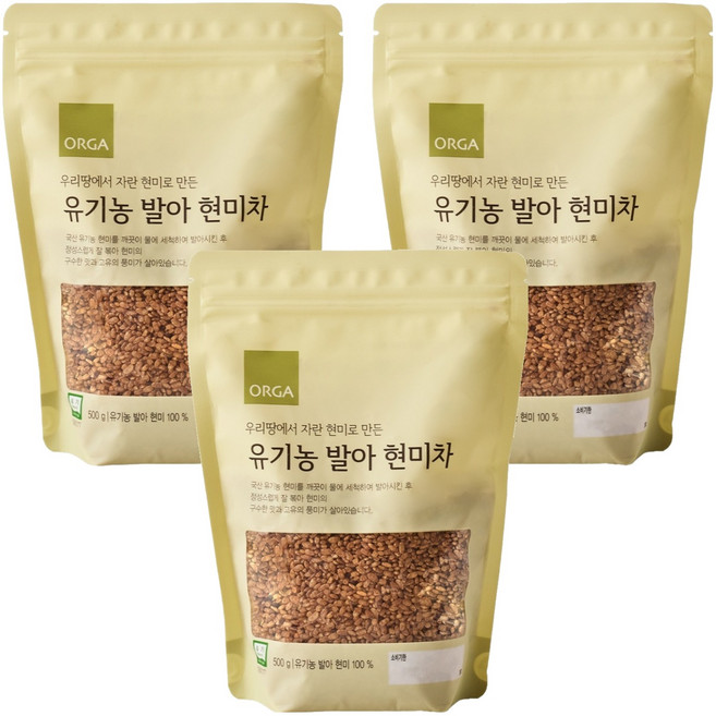 올가홀푸드 유기농 발아 현미차, 500g, 3개