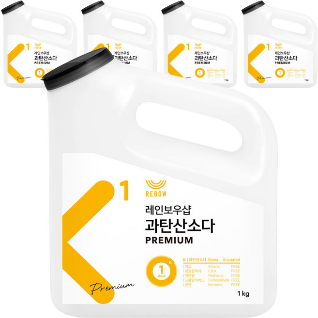 레인보우샵 과탄산소다 프리미엄 본품, 1kg, 5개