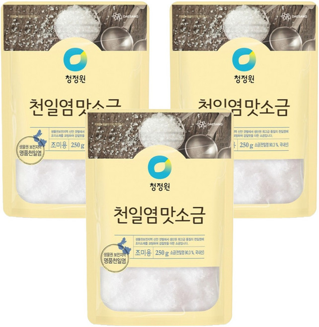 청정원 천일염 맛소금, 250g, 3개